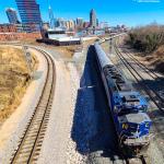 Amtrak departing downtown Raleigh on a sunny day