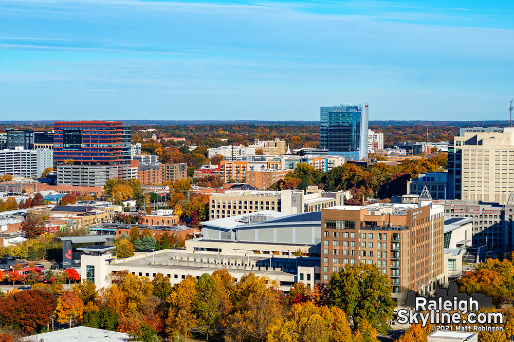 Raleigh's warehouse district with fall colors
