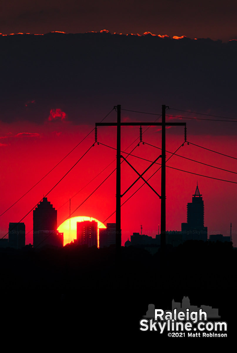 Knightdale view of Raleigh at sunset