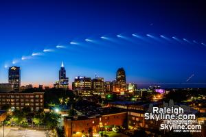 NASA Crew 2 Falcon 9 Rocket Launch seen over the Raleigh Skyline