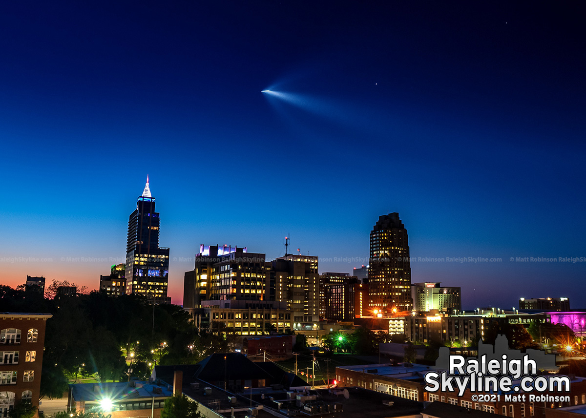 Rocket over Raleigh Skyline
