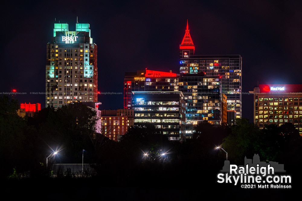 Raleigh skyline red for the Carolina Hurricanes