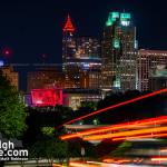 Downtown Raleigh skyline lit red for the Carolina Hurricanes