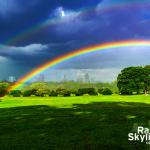 One of the brightest and most vivid rainbow in front of downtown Raleigh.