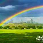 Vivid rainbow in front of downtown Raleigh