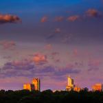 Varying colors over Raleigh at sunset