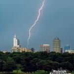 Daytime lightning over downtown Raleigh