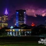 Distant lightning over 40 miles away lights up the sky south of downtown Raleigh