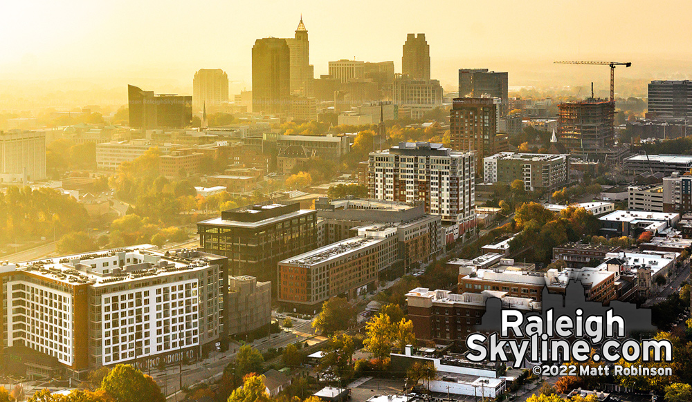 Misty fog colors the sunrise over Raleigh