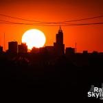 Sunset aligning with downtown Raleigh from 7 miles away