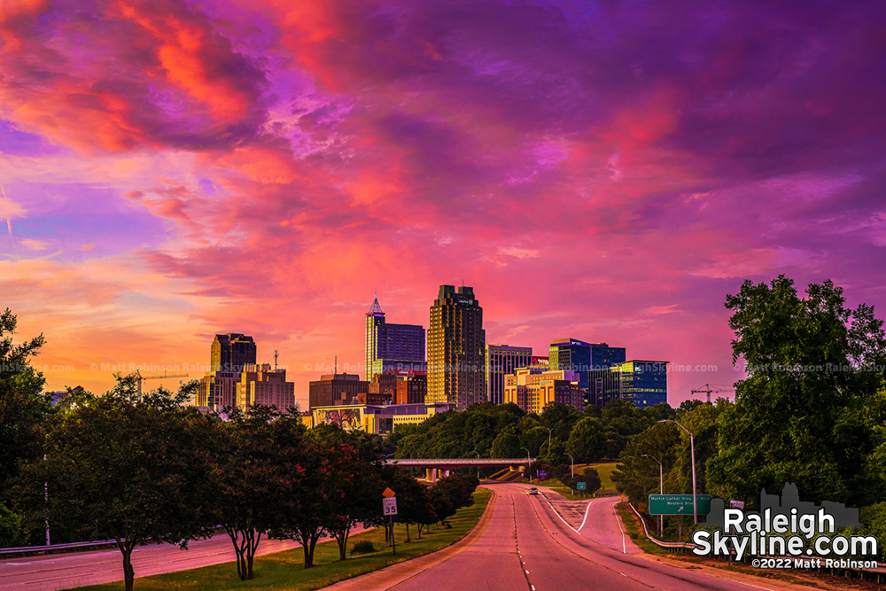 Vivid Pink and Purple Sunset over Raleigh