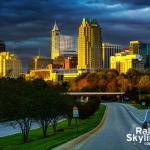 Late sunlight illuminating the skyline of Raleigh