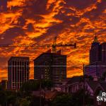 Sky on fire behind downtown Raleigh