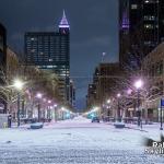 Looking south at Snowy downtown Raleigh 2022