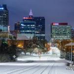 Raleigh with snow on the morning of January 22, 2022