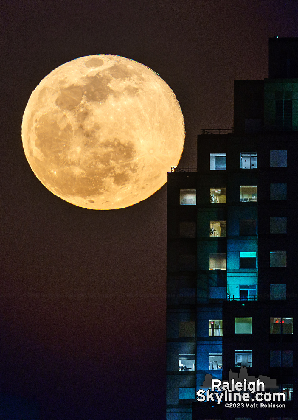 Full moon intersects Two Hannover Square Raleigh