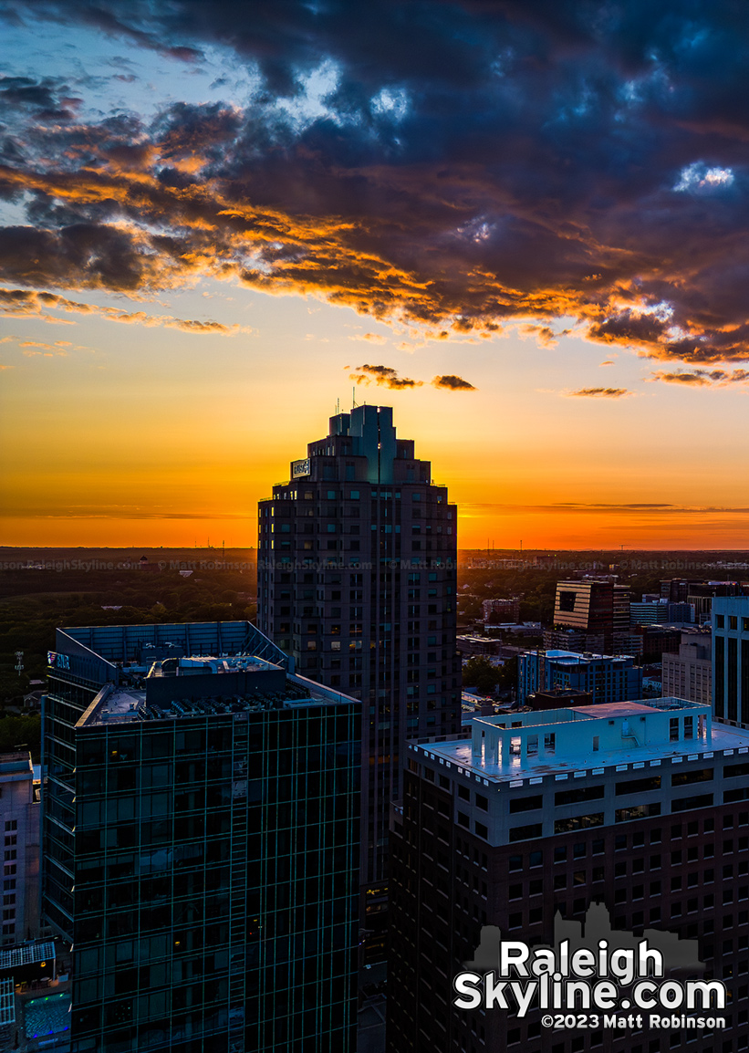 Sunset behind downtown 