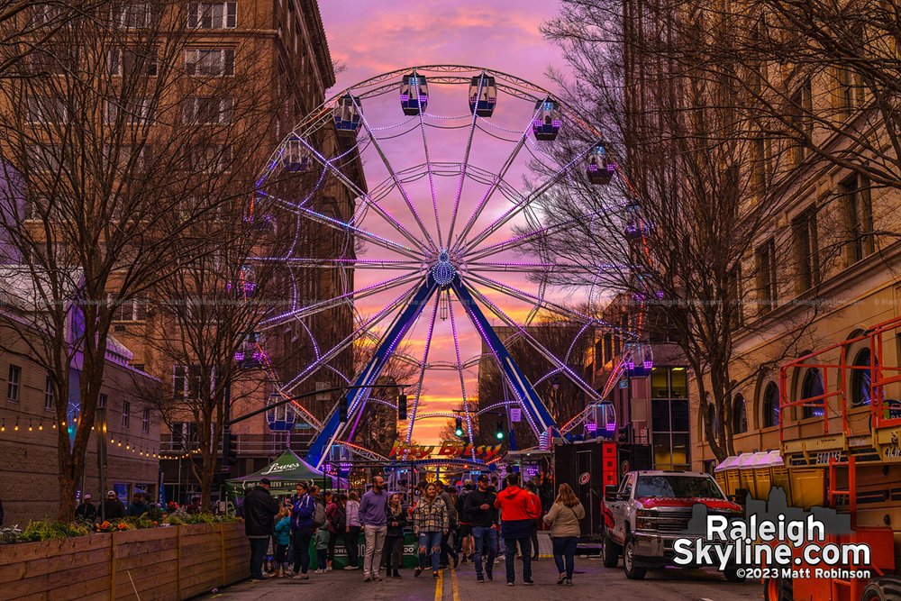 Ferris Wheel at the downtown Raleigh Hurricanes Fan Fest at sunset