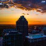 Sunset behind downtown 