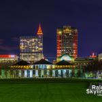 Downtown Raleigh lit red for the Hurricanes