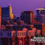 Downtown Raleigh reflecting golden colors at sunset