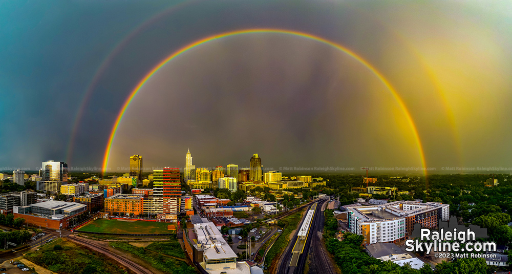 Vivid Rainbow over downtown Raleigh on June 23, 2023
