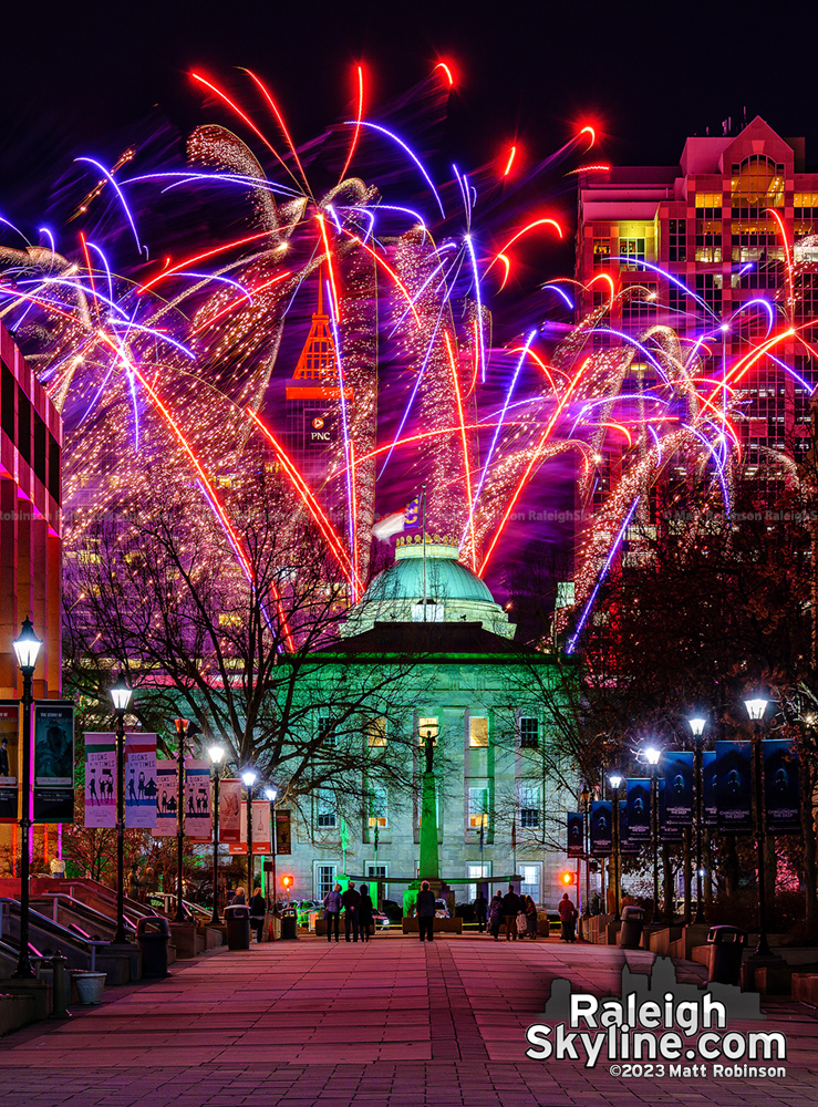 Fireworks over the North Carolina State Capitol Building tonight at the conclusion of the Carolina Hurricanes fan fest in downtown Raleigh.