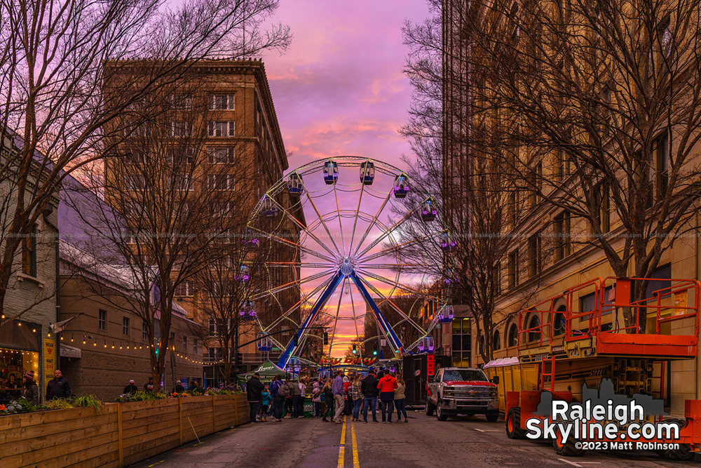 Ferris Wheel at the downtown Raleigh Hurricanes Fan Fest at sunset