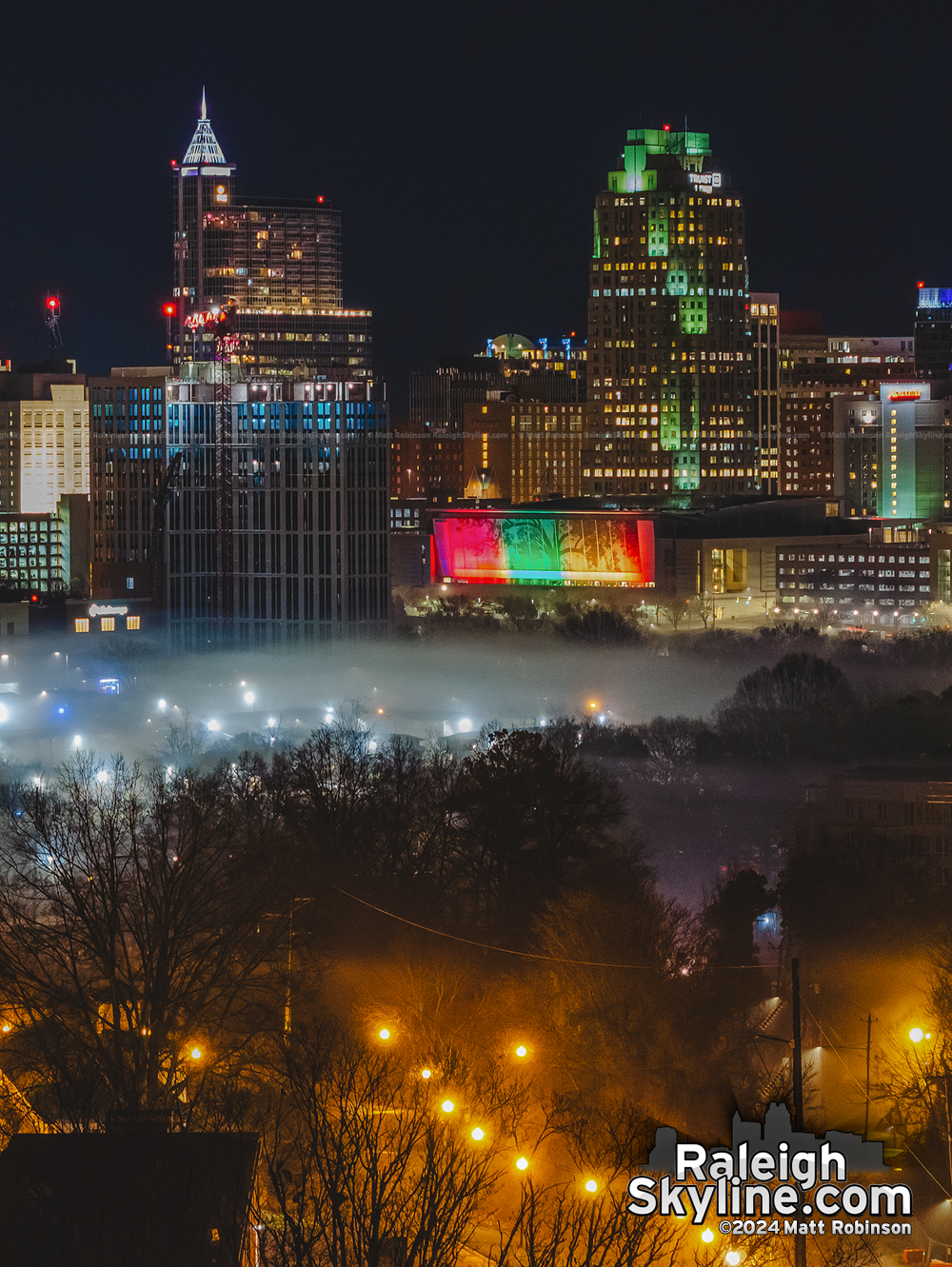 Ground Fog in Raleigh at night