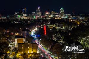 Raleigh Celebrating the NCSU Basketball teams at the NC State Bell Tower