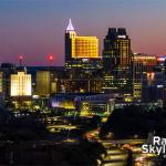 Downtown Raleigh reflects on a cold morning sunrise