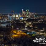 Night time aerial of downtown Raleigh