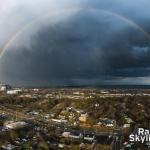 Nearly full circle rainbow over Raleigh