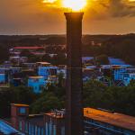 Caraleigh Mill smokestack Sunset