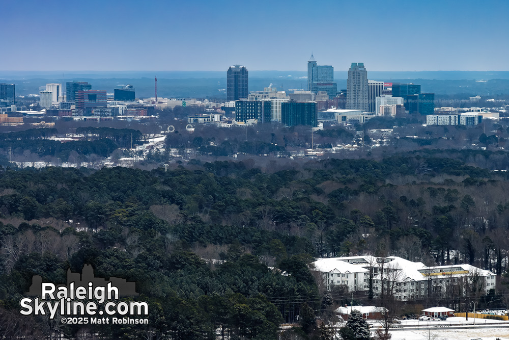 Downtown Raleigh long range on snowy morning