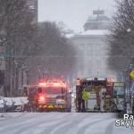 Raleigh Fire Department responding in the snow on Fayetteville Street