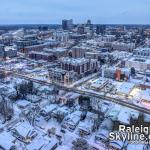 Downtown Raleigh first morning light after snowfall