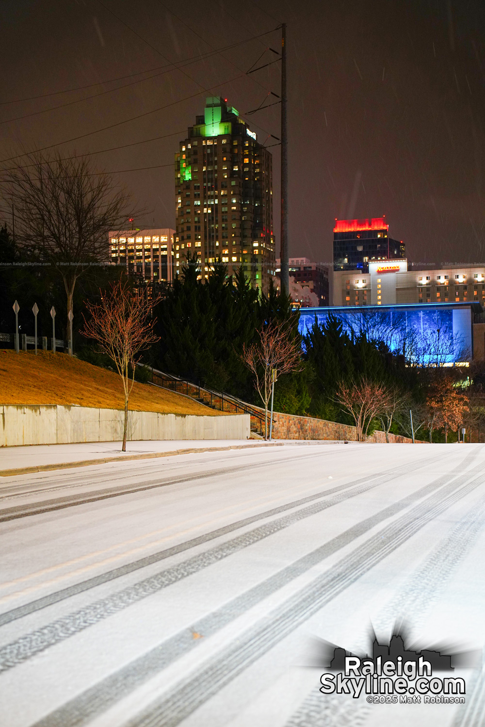 Snow covering Lenoir Street