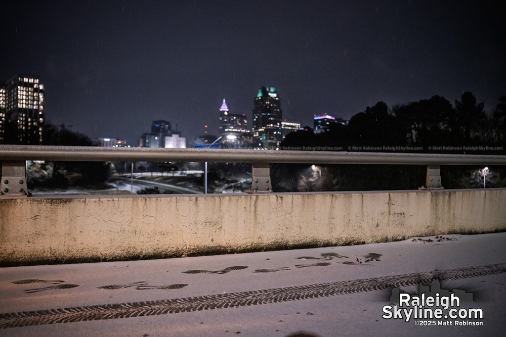 MLK Bridge with light snow