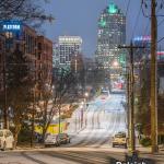 Cabarrus Street in Boylan Heights covered in light snow